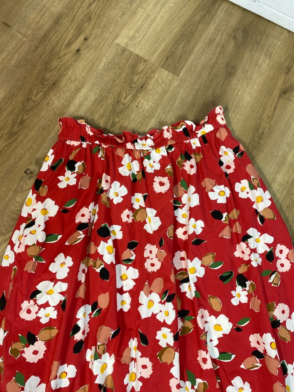 Kate Spade Botanical Garden Red Floral Poplin Midi Skirt with Pockets size XL - Picture 3 of 11